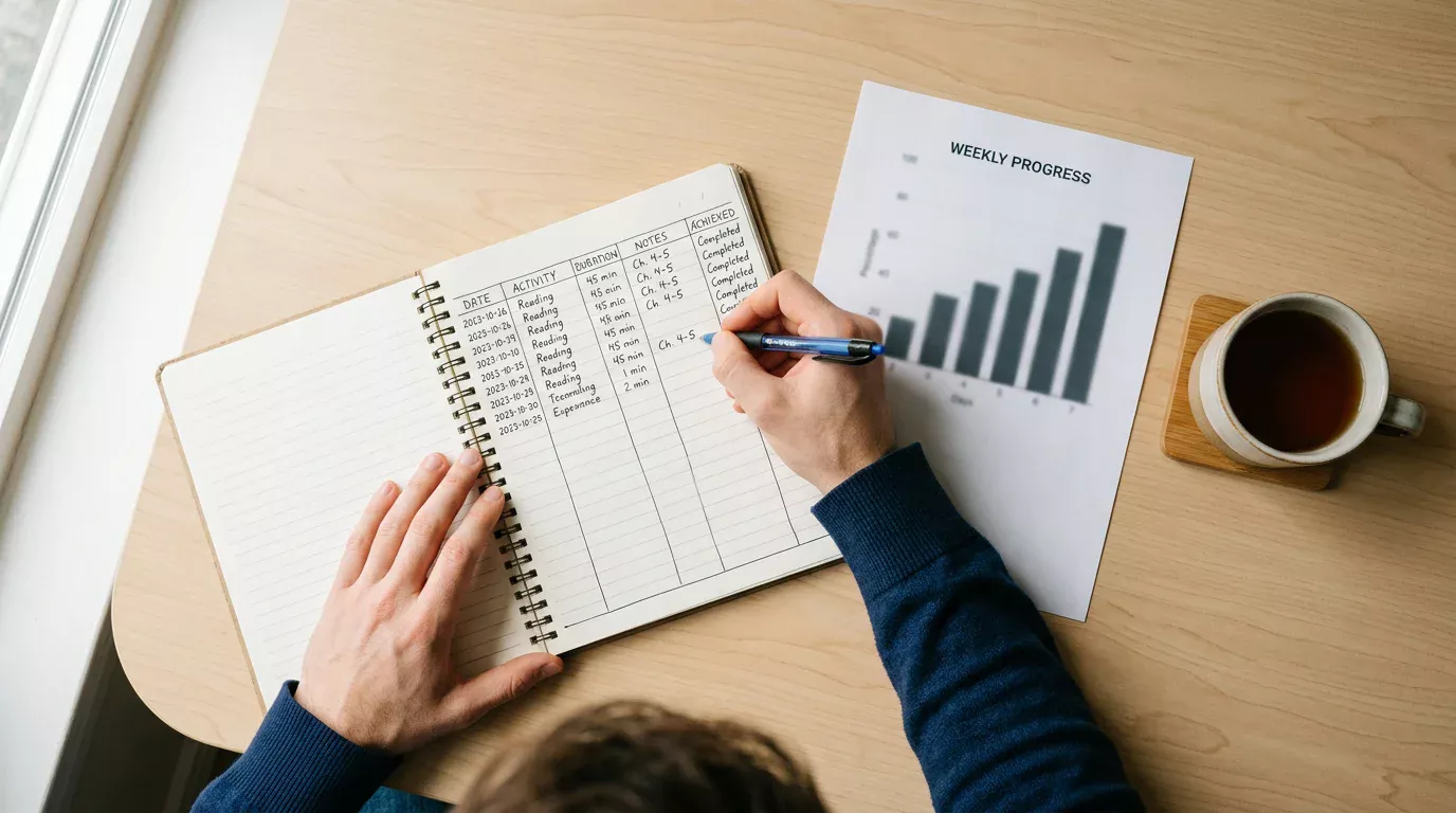 MMA analyst reviewing fighter statistics and bankroll tracking spreadsheet before a UFC event
